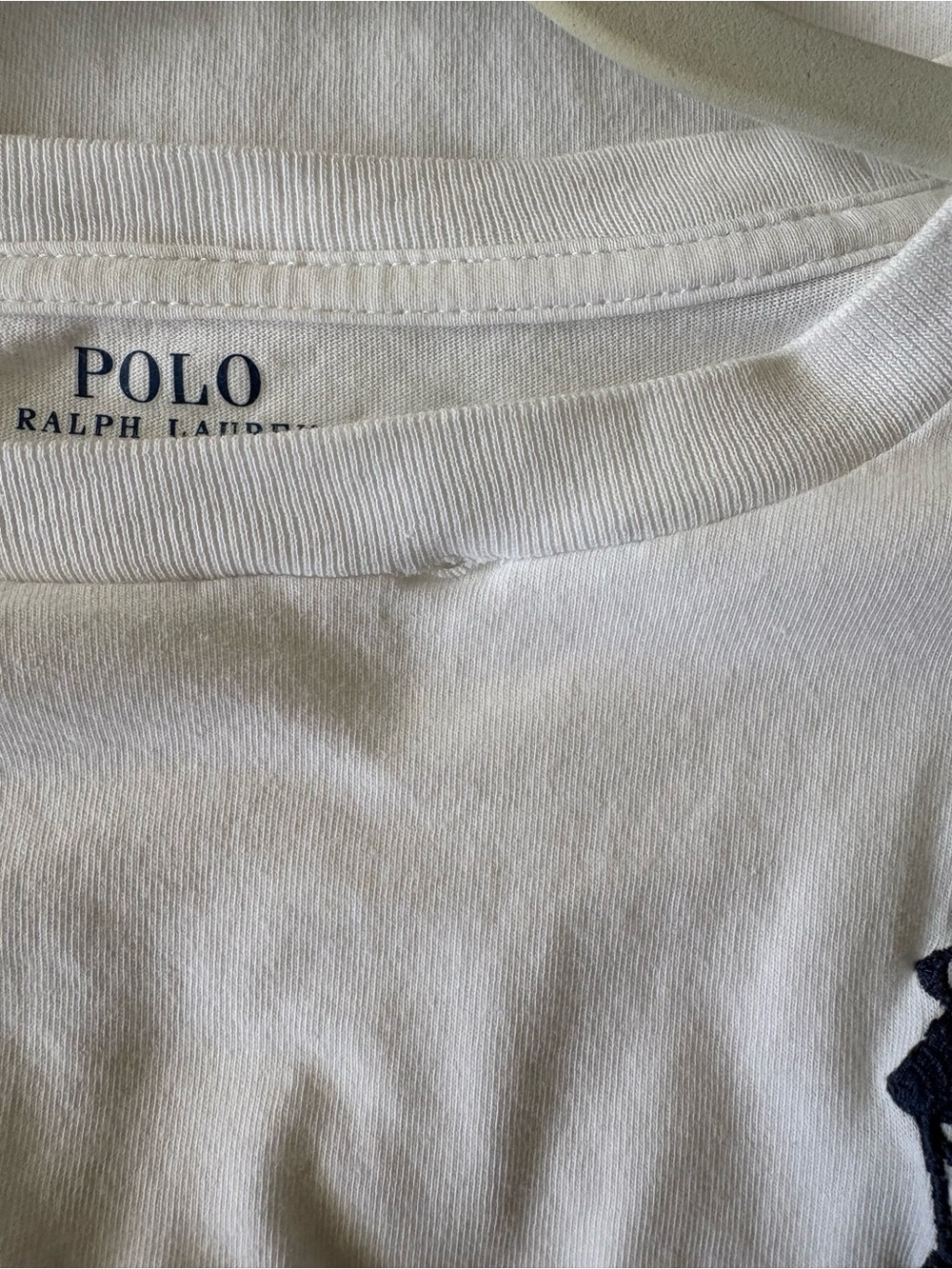 POLO RALPH LAUREN Boys sz L 14-16 White Short Sleeve Tshirt Navy Blue Big Pony - Picture 6 of 12